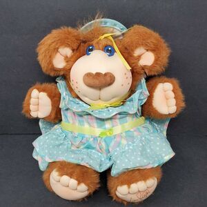 Furskins Junie Mae Bear 18" Plush Stuffed Animal Blue Dress Hat Xavier Roberts
